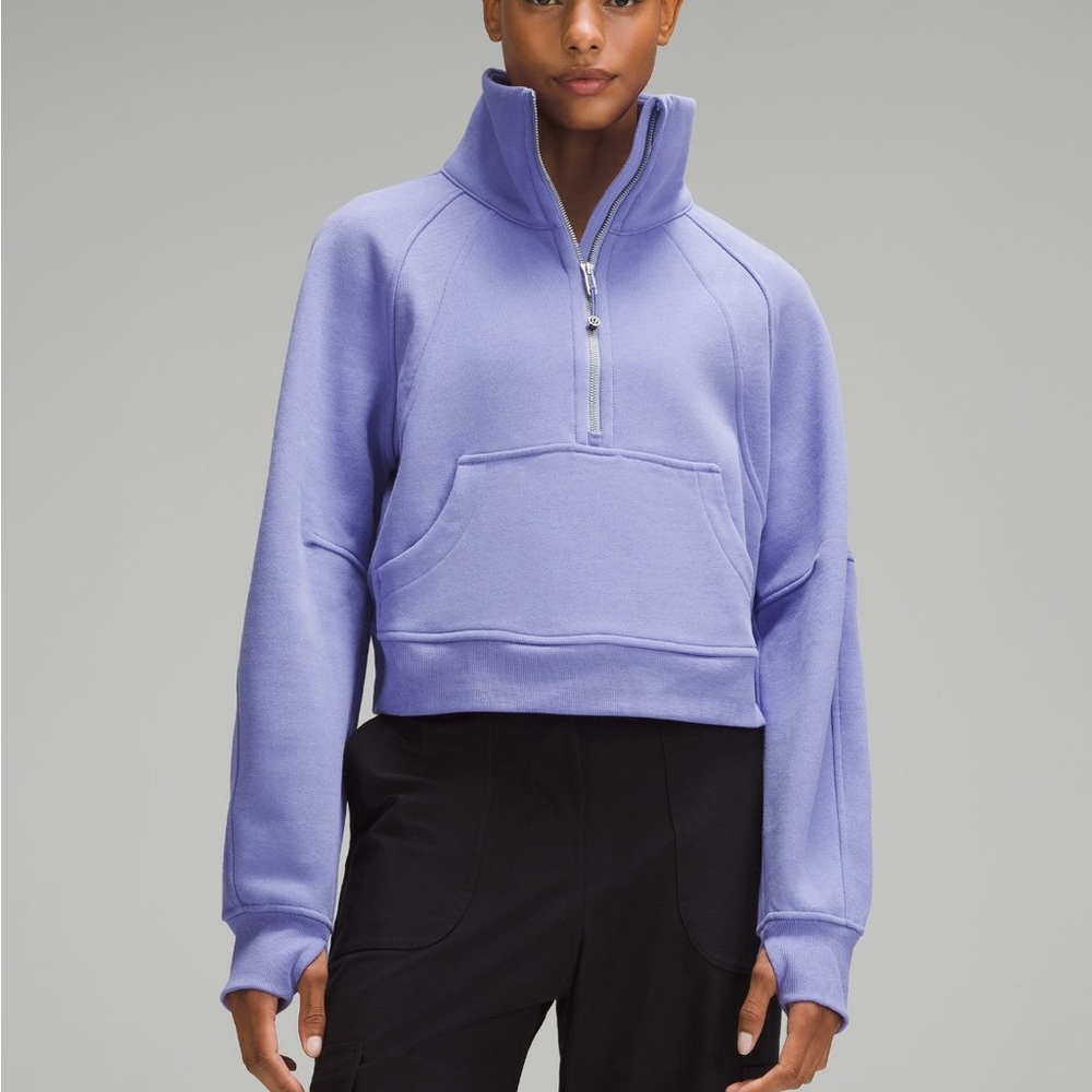 Scuba Oversized Funnel-Neck Half Zip in Dark Lavender Size M/L